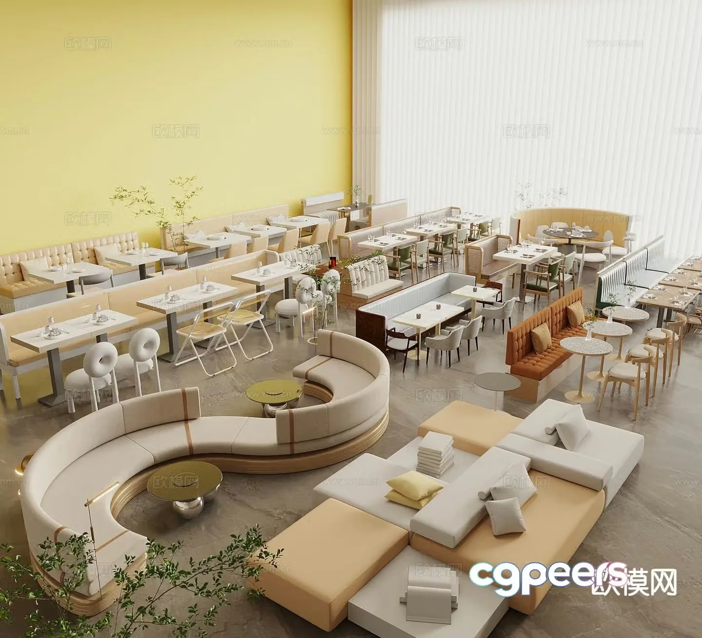 Modern restaurant booth 3d model