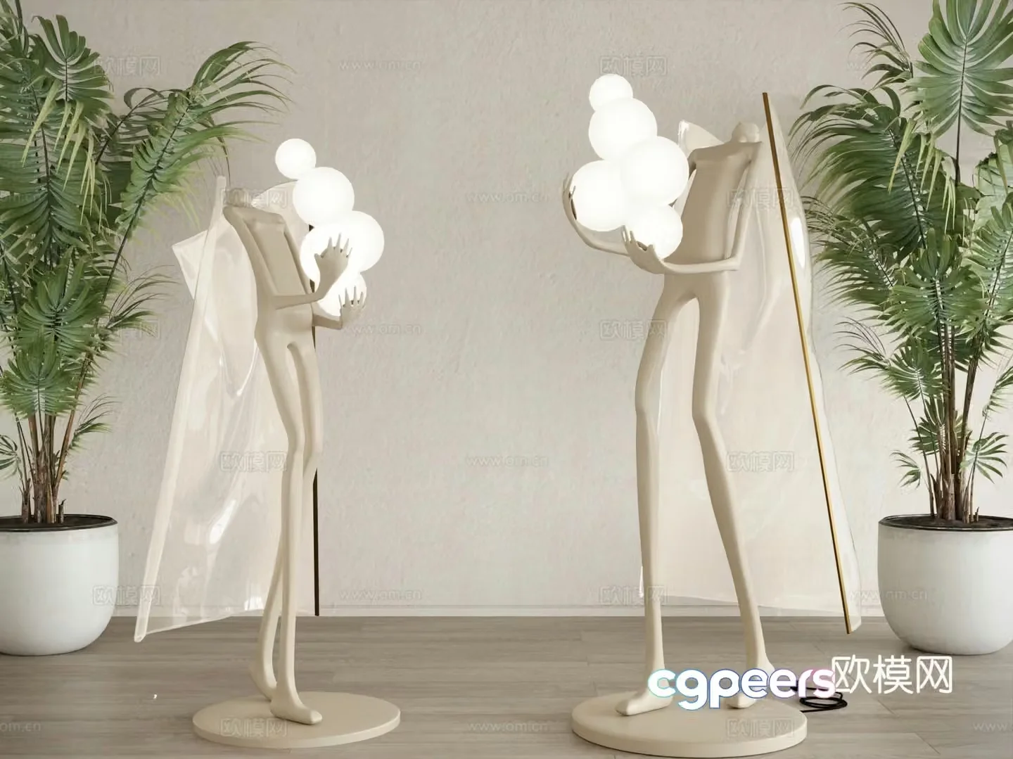 Modern sculpture ornaments Humanoid sculpture lamp bead lamp ball 3d model