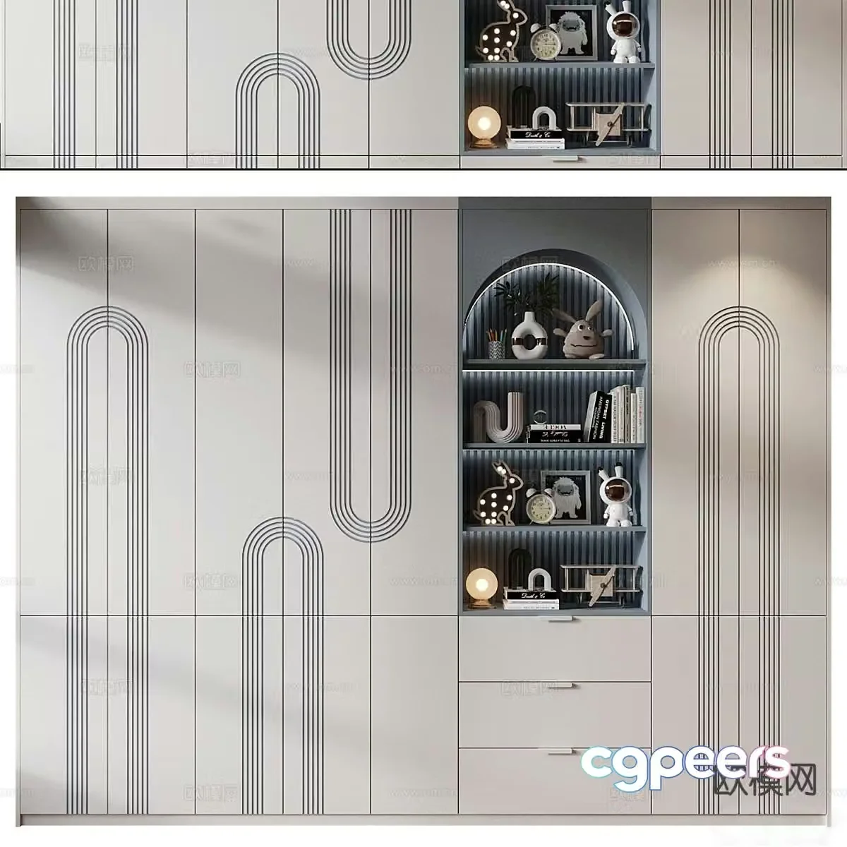 modern wardrobe wardrobe decorative cabinet 3d model