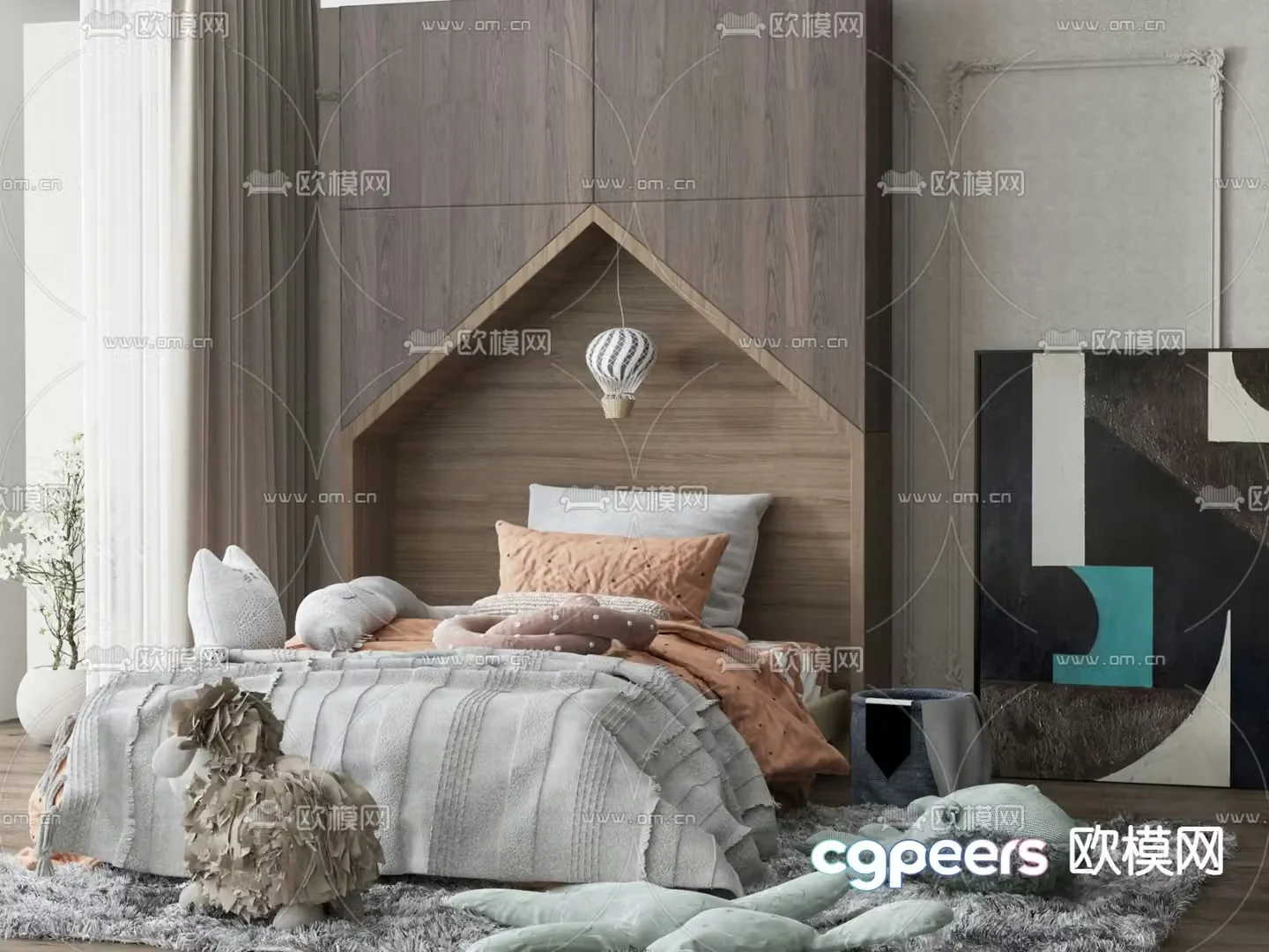 Modern children’s single bed 3d model