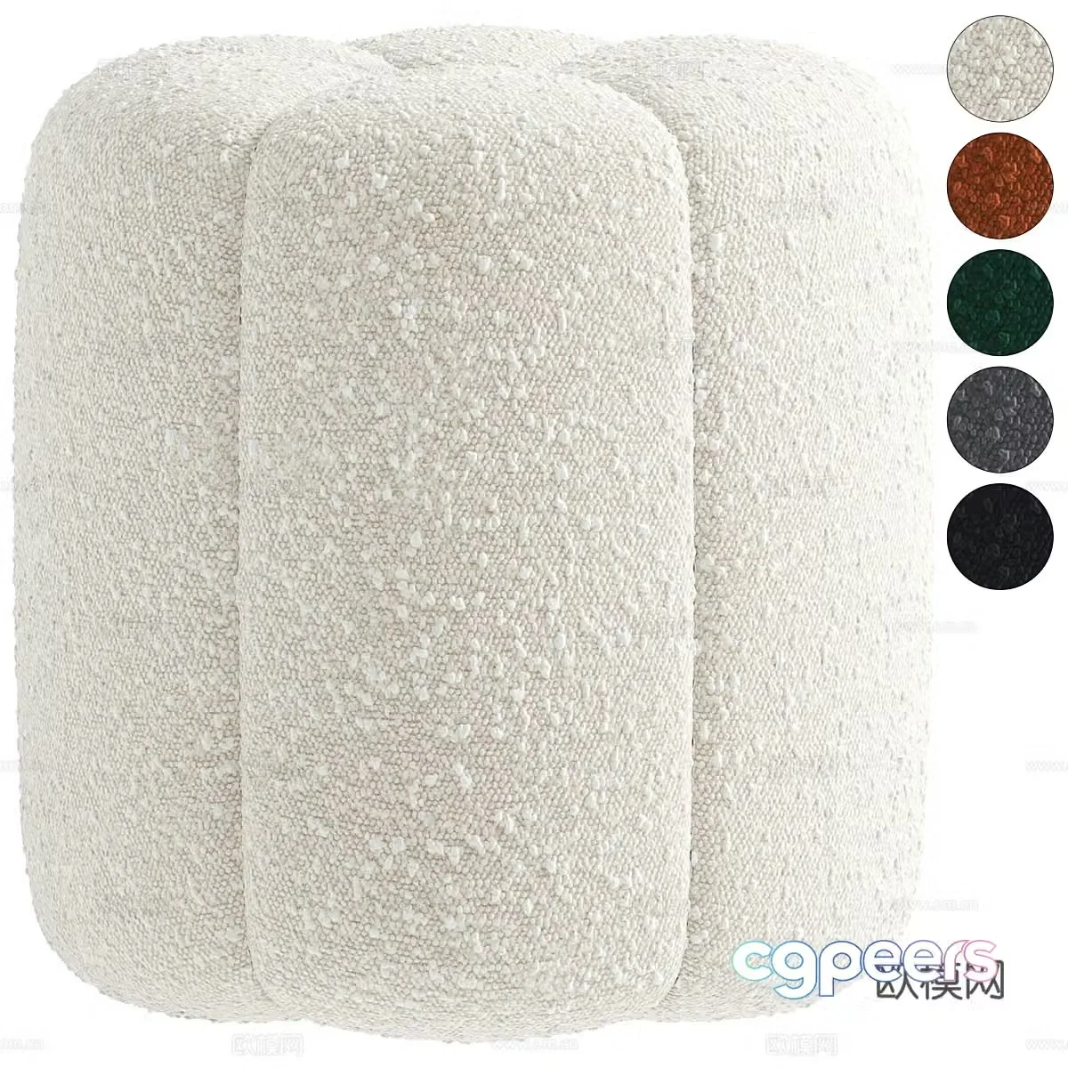 Modern cream style fabric round stool 3d model