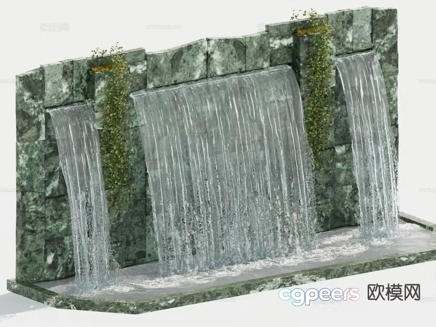 New Chinese style landscape wall flowing water waterfall 3D model