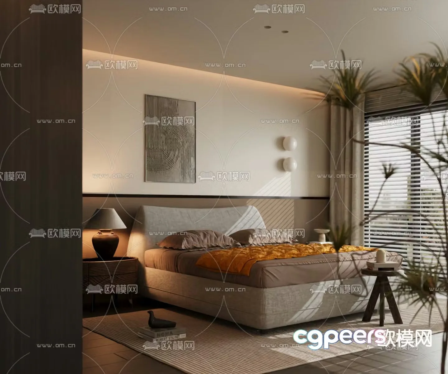 Artistic double bed 3d model