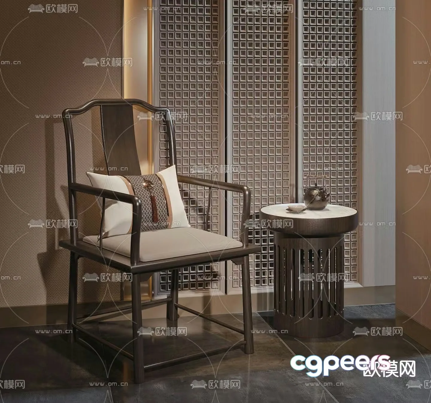 New Chinese style chair Taishi chair 3d model