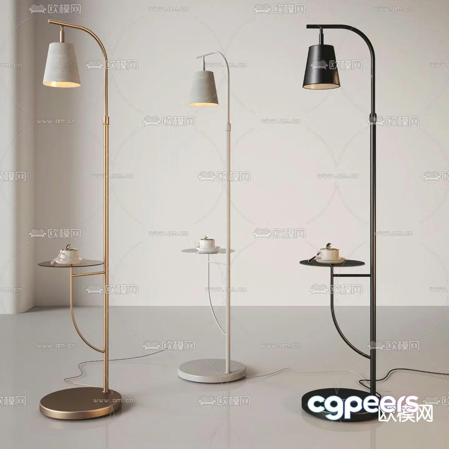Modern floor lamp coffee side table 3D model