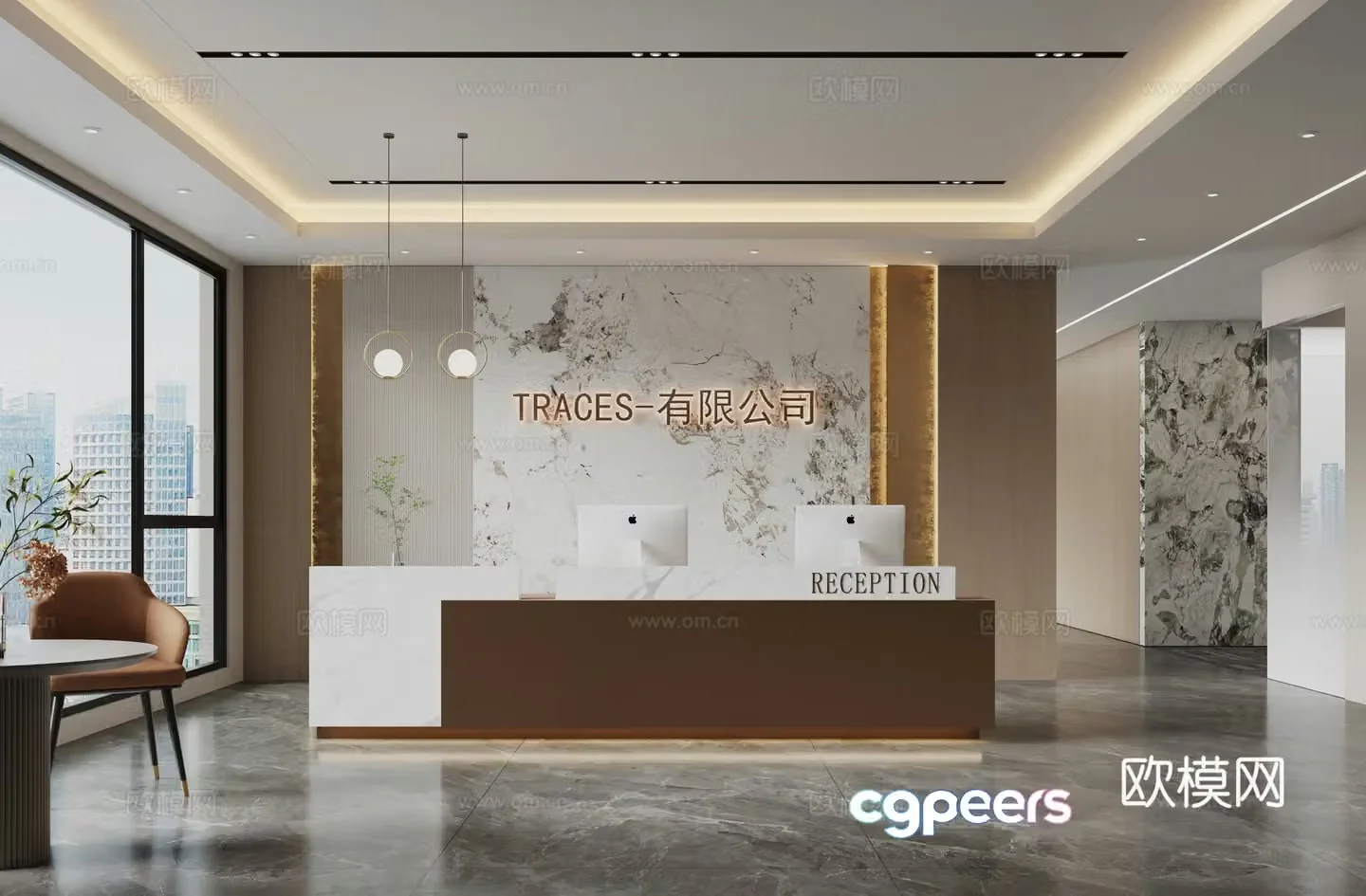 Modern company front desk 3D model