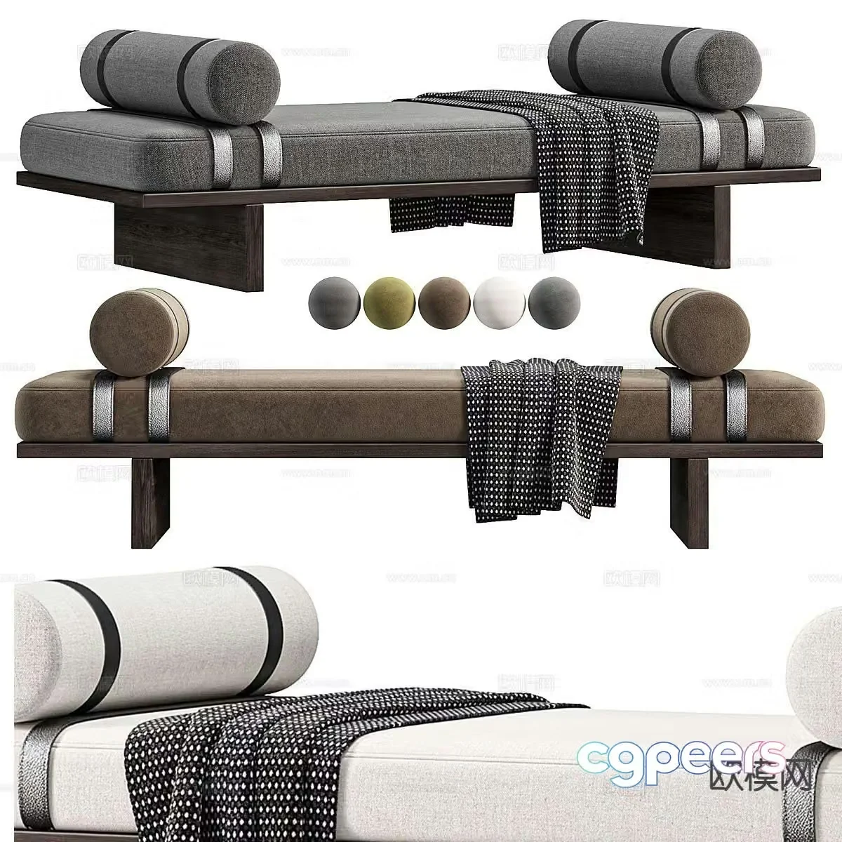 Modern footrest bedside stool sofa stool 3d model