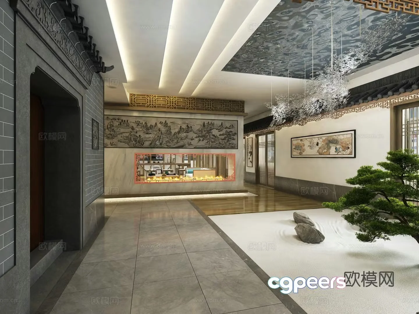 New Chinese style reception hall 3D model