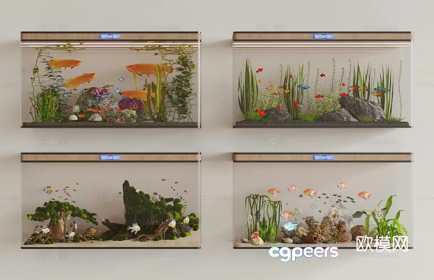 Modern fish tank aquarium 3d model