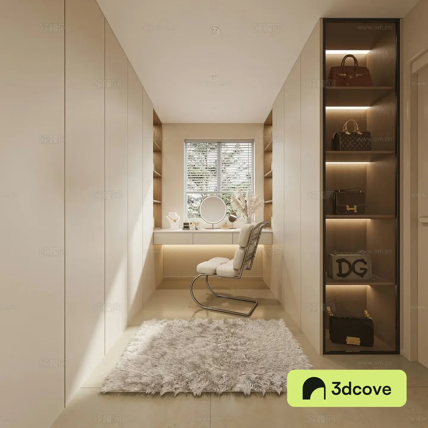 Cream trench coat room