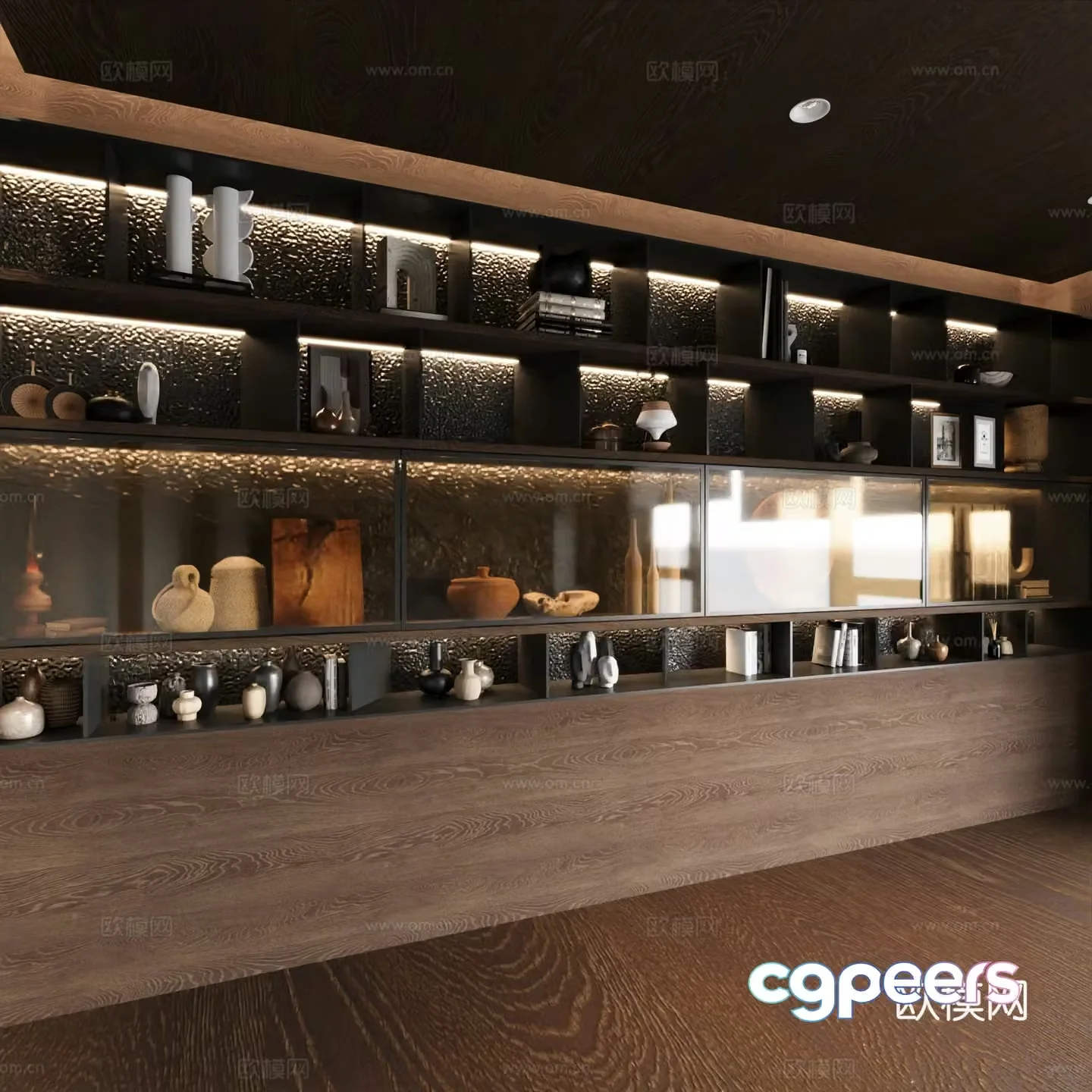 Modern bookcase Decorative cabinet Wall-full bookcase Office bookcase 3D model
