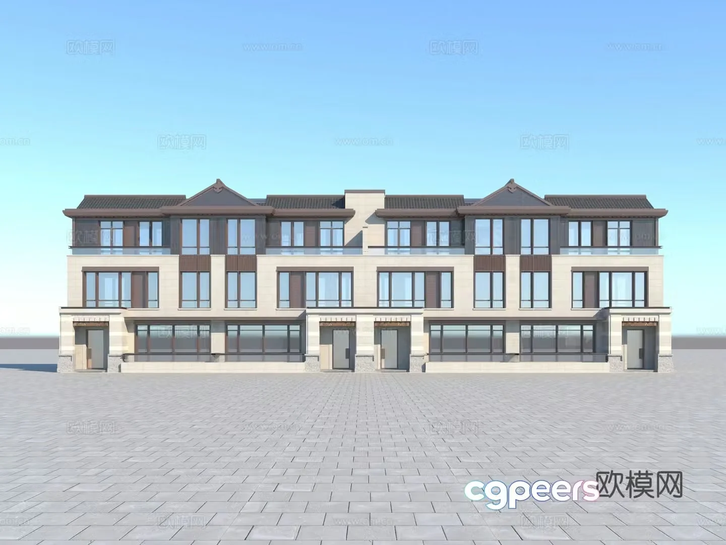New Chinese-style villa appearance 3D model