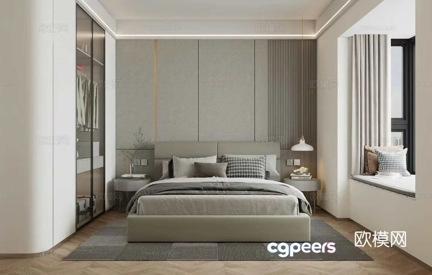 Modern light luxury bedroom 3d model