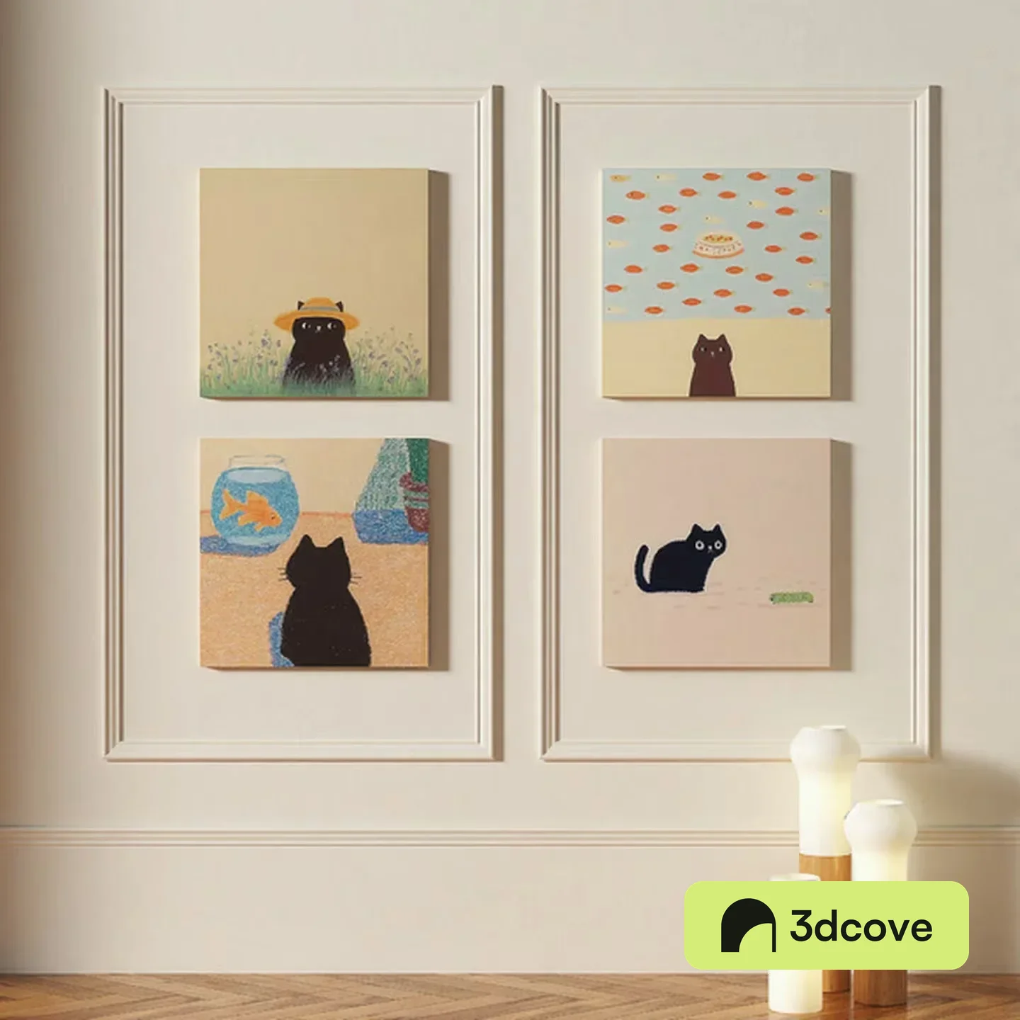 Four Cat Paintings