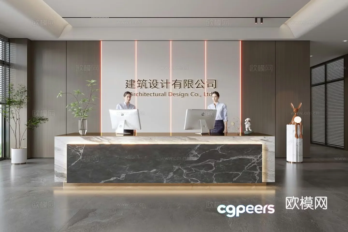 Company front desk reception 3d model