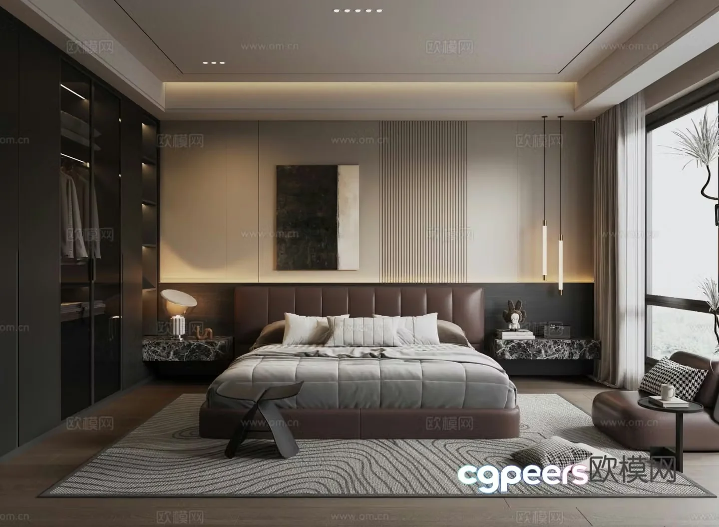 Modern Italian home bedroom 3d model