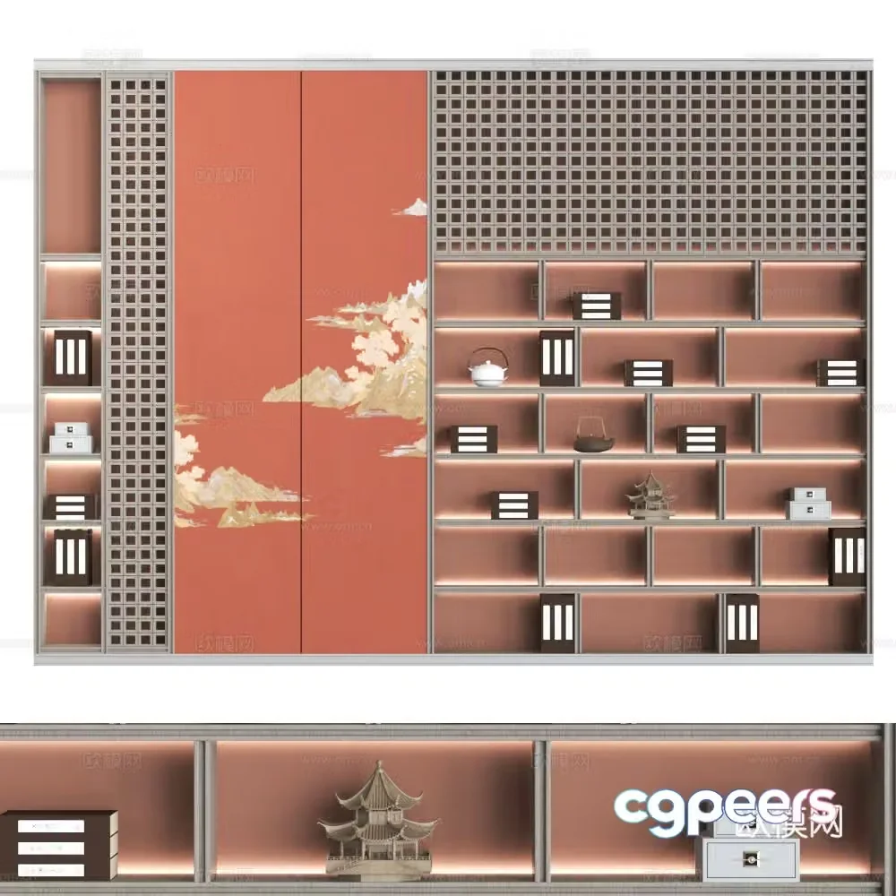 Decorative cabinet modern wall cabinet modern bookcase storage cabinet 3d model