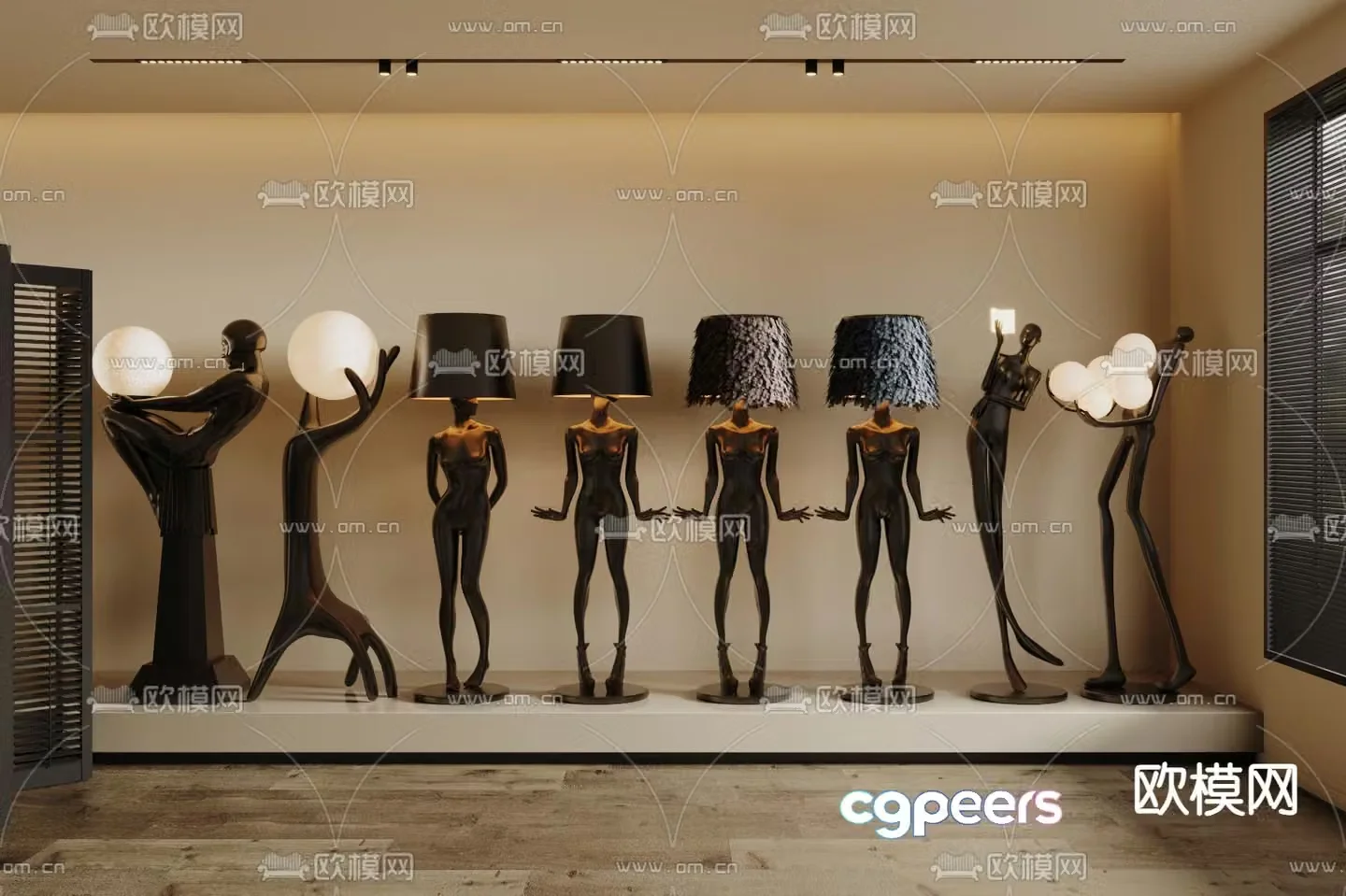 Human body floor lamp sculpture floor lamp 3d model