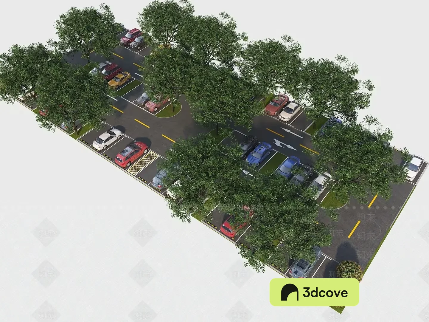 A Parking Lot With Trees
