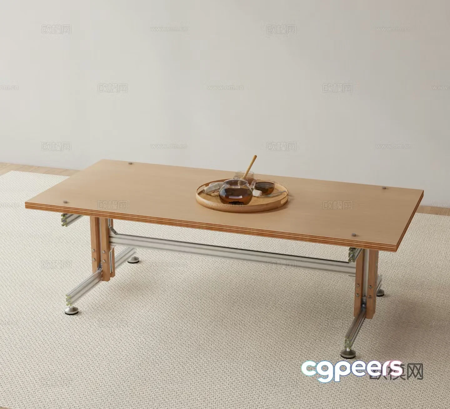 Modern coffee table rectangular coffee table wooden coffee table 3d model