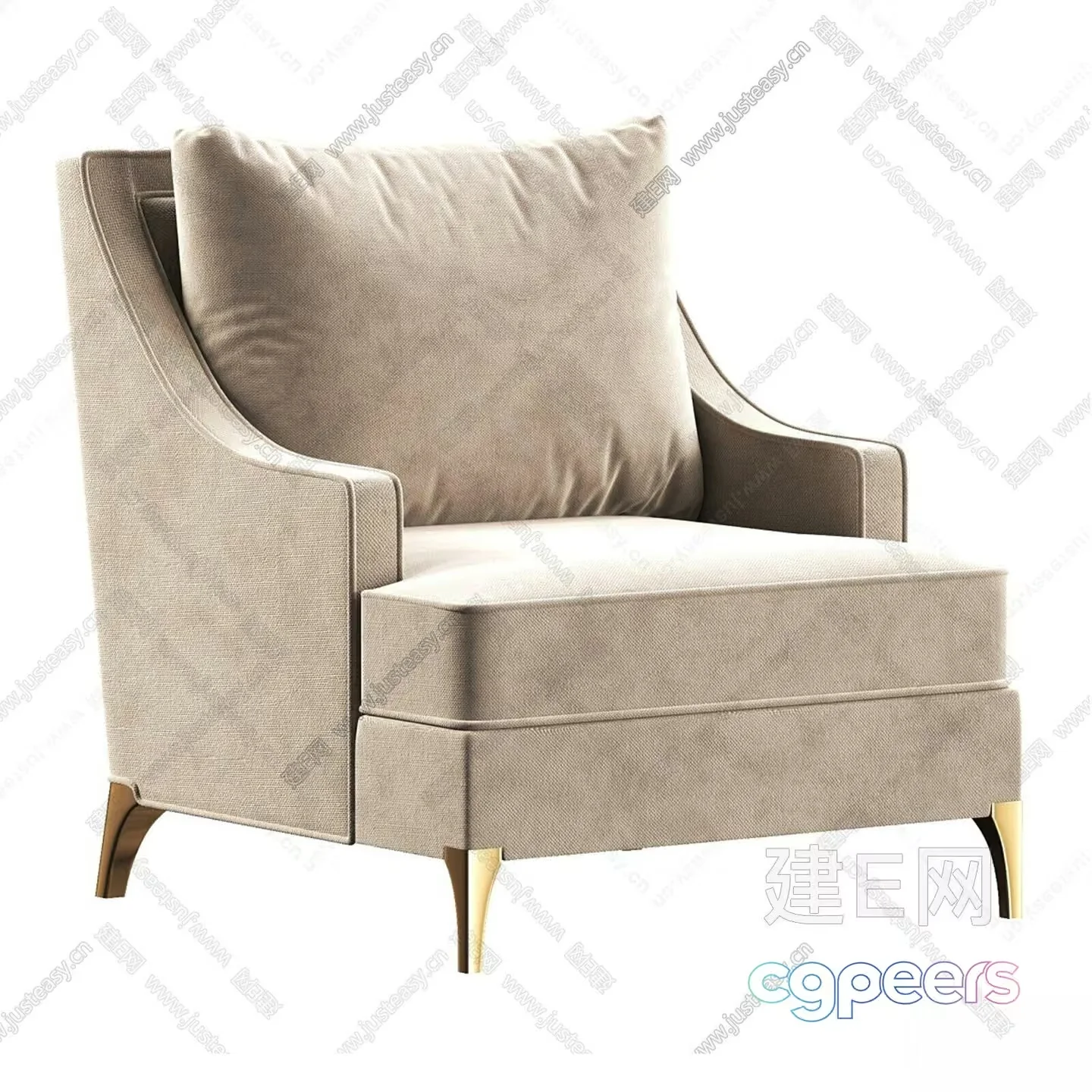 A Beige Armchair 3D Model – 5754 – VRAY Render