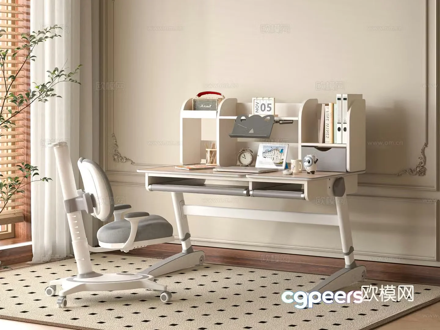 Modern children’s desk and chair 3d model