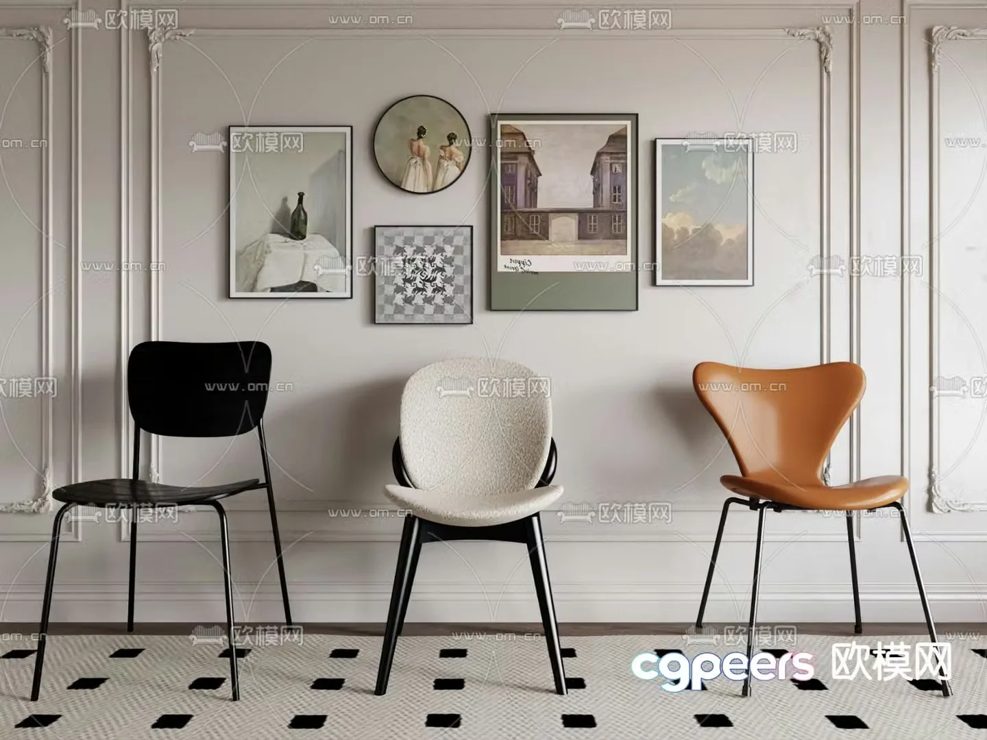 Modern chair dining chair 3d model