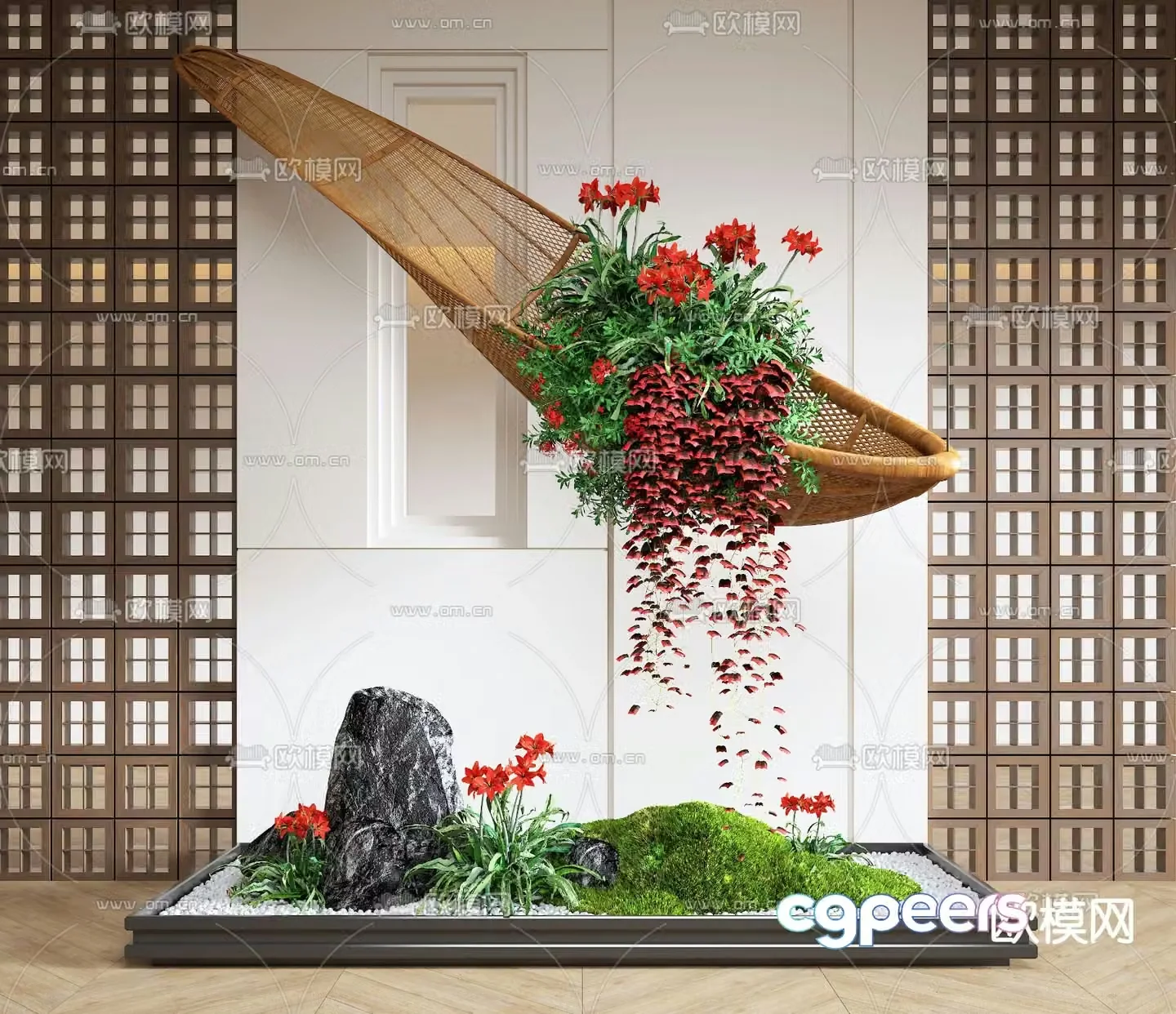 Indoor landscape plant landscaping hanging device 3d model