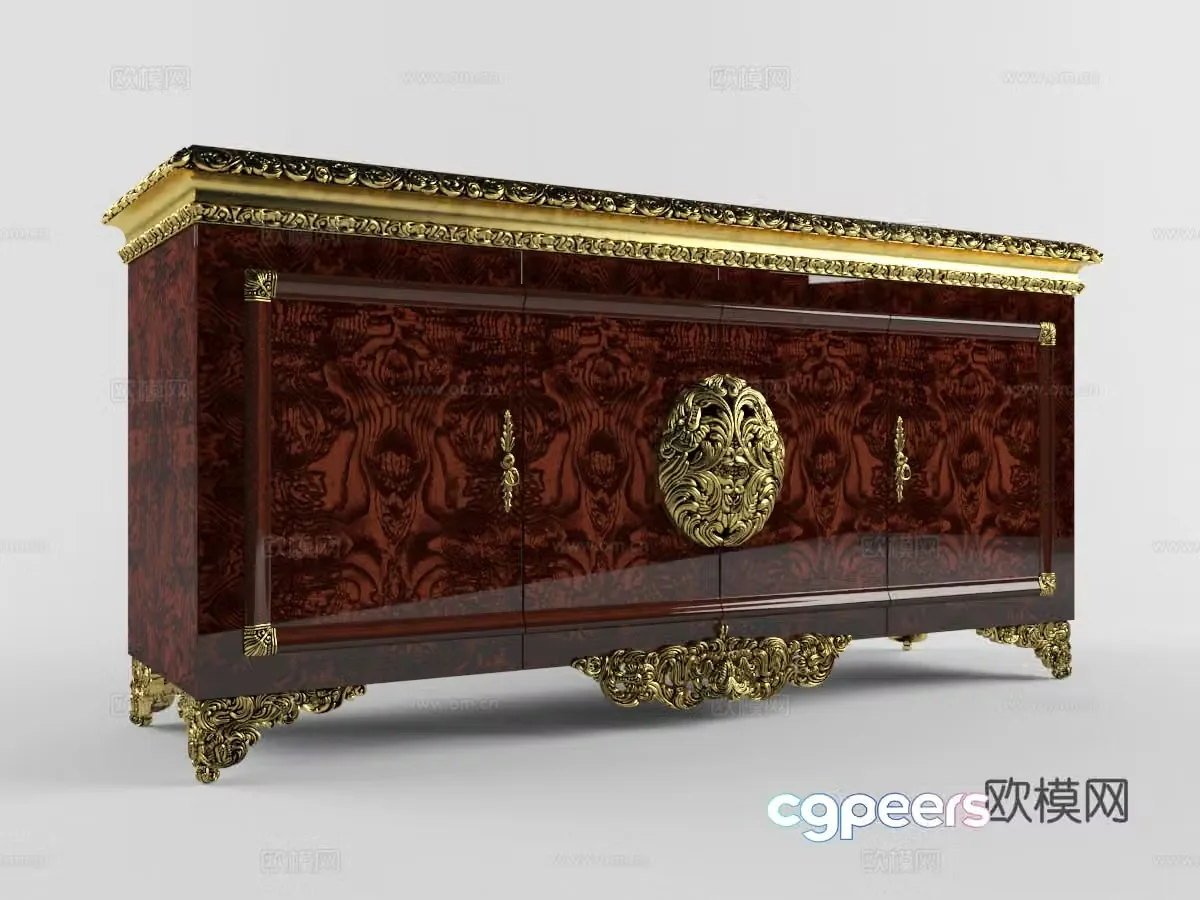 Neoclassical low cabinet decorative cabinet 3d model