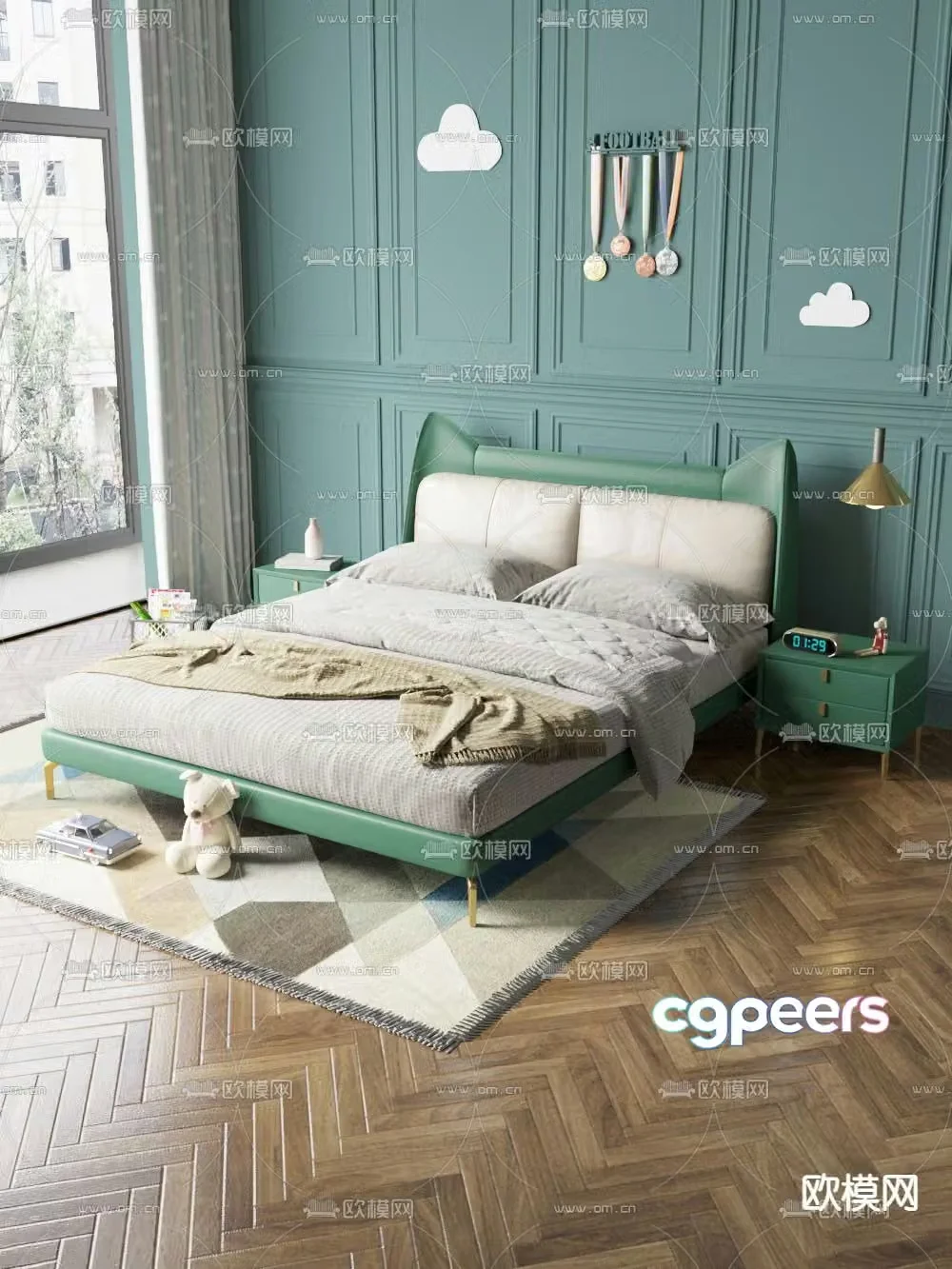 Modern leather children’s bed 3d model
