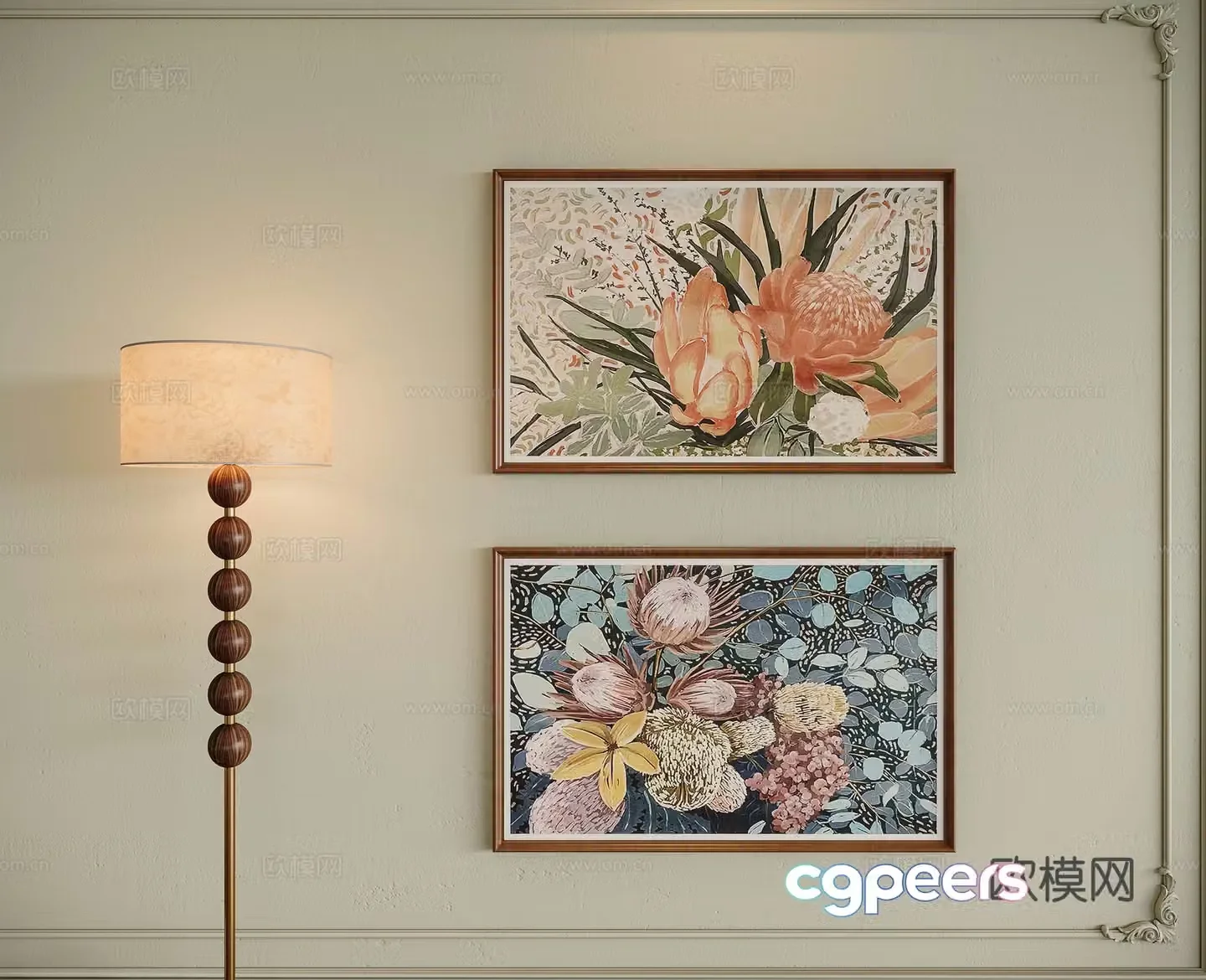Middle-aged style combination decorative painting 3D model