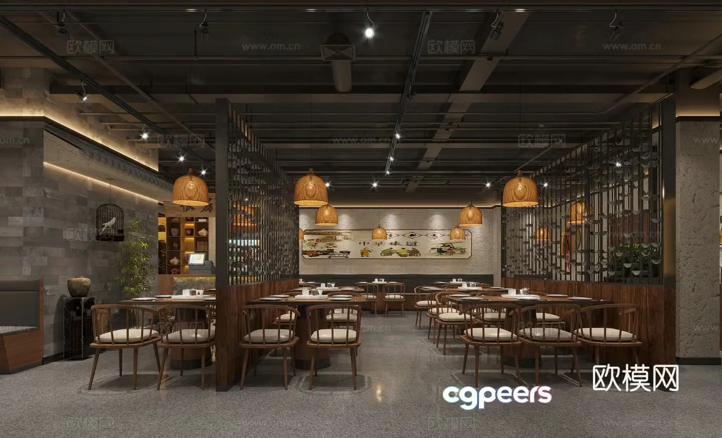 New Chinese -style Chinese restaurant 3D model