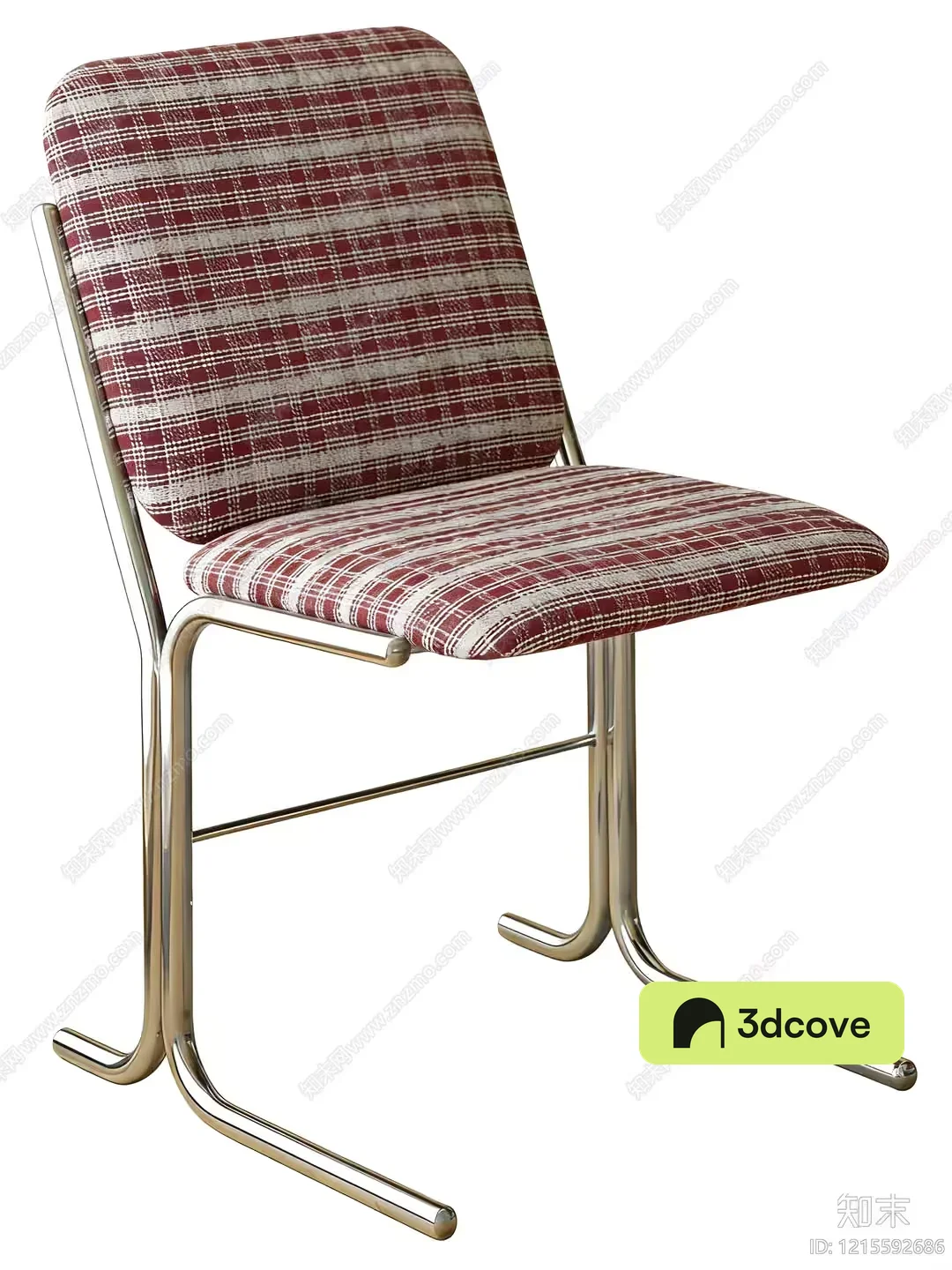 A Red And White Plaid Chair
