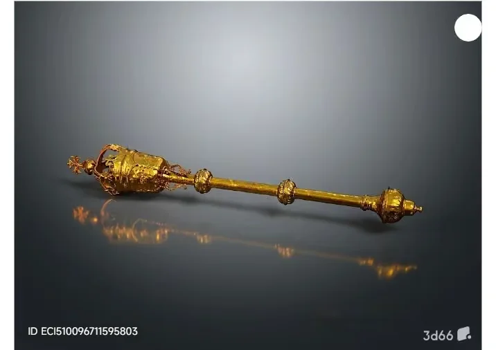Gold Ornate Scepter 3D Model – 5927 – VRAY Render