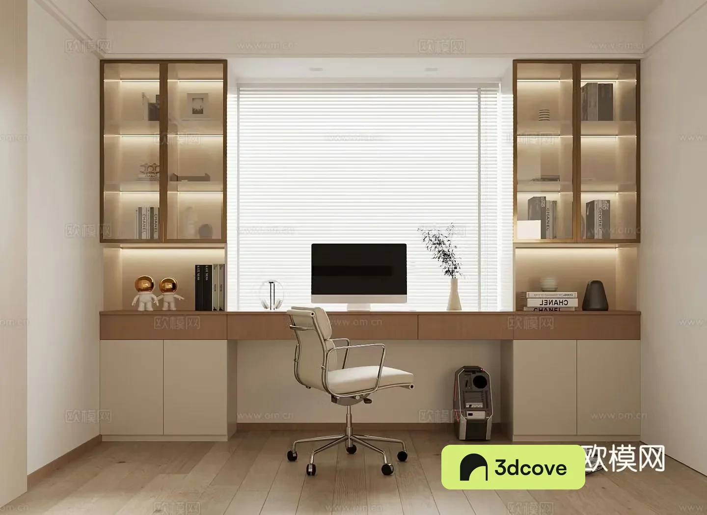 Modern desk integrated cabinet bay window cabinet