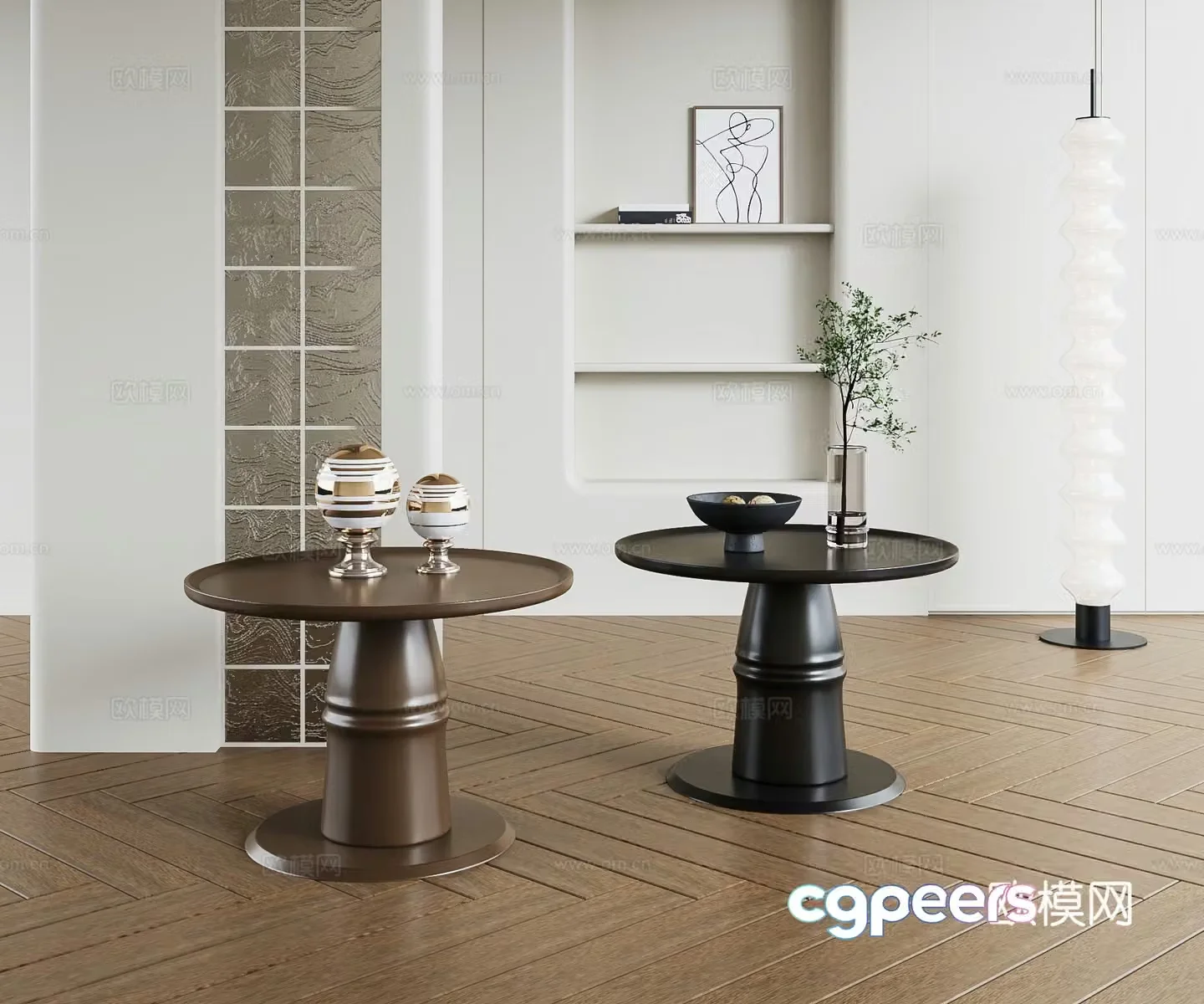 Modern round table side table angle table 3D model