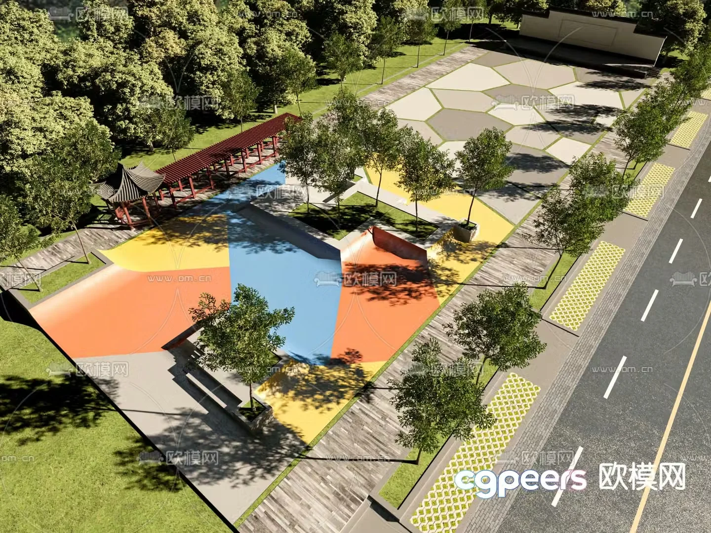 Park landscape community square 3D model