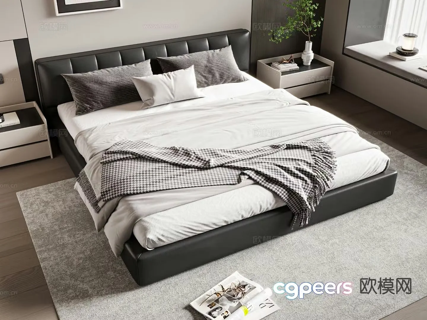 Modern double bed 3d model
