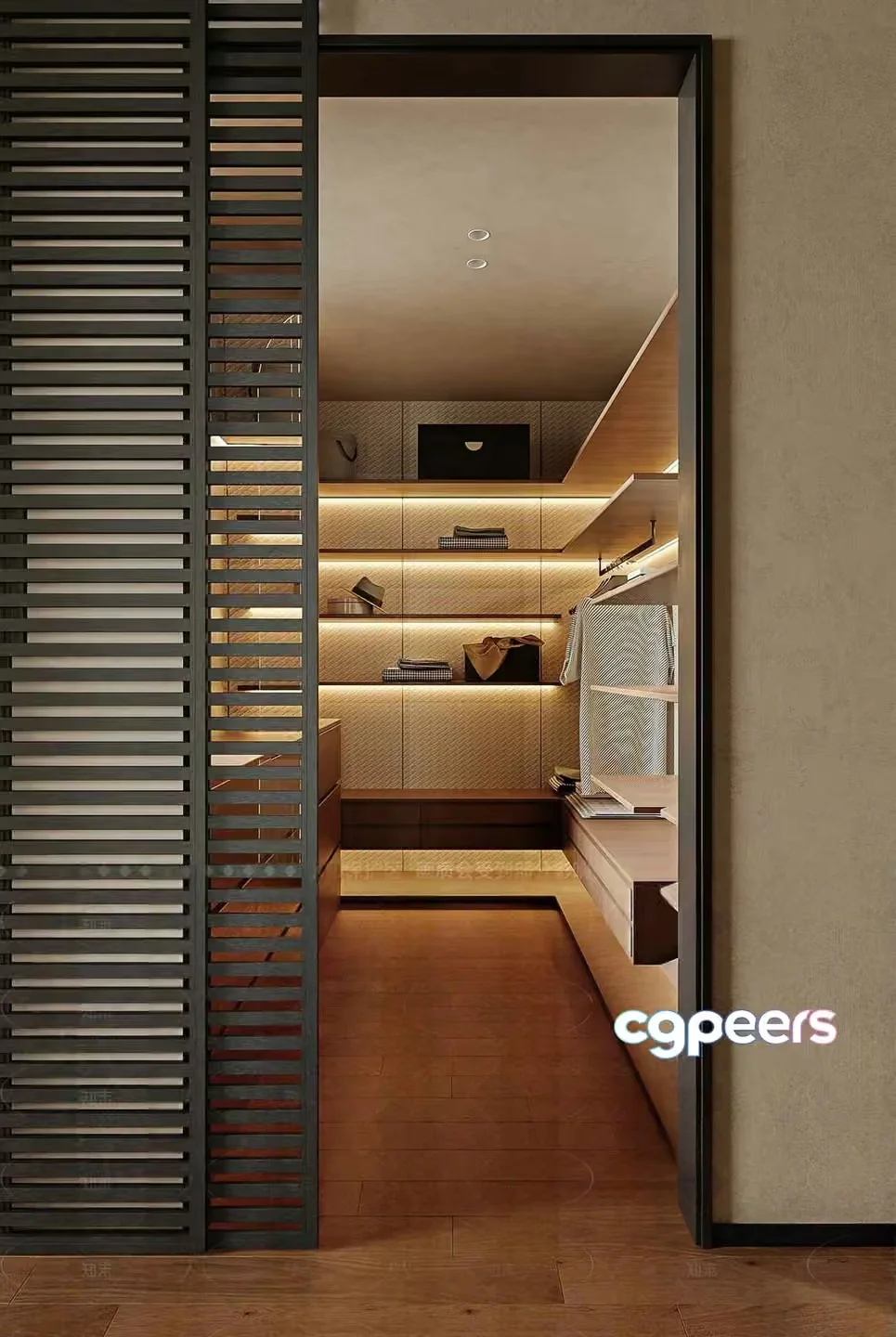 Modern Walk-In Closet 3D Model – 4343 – VRAY Render
