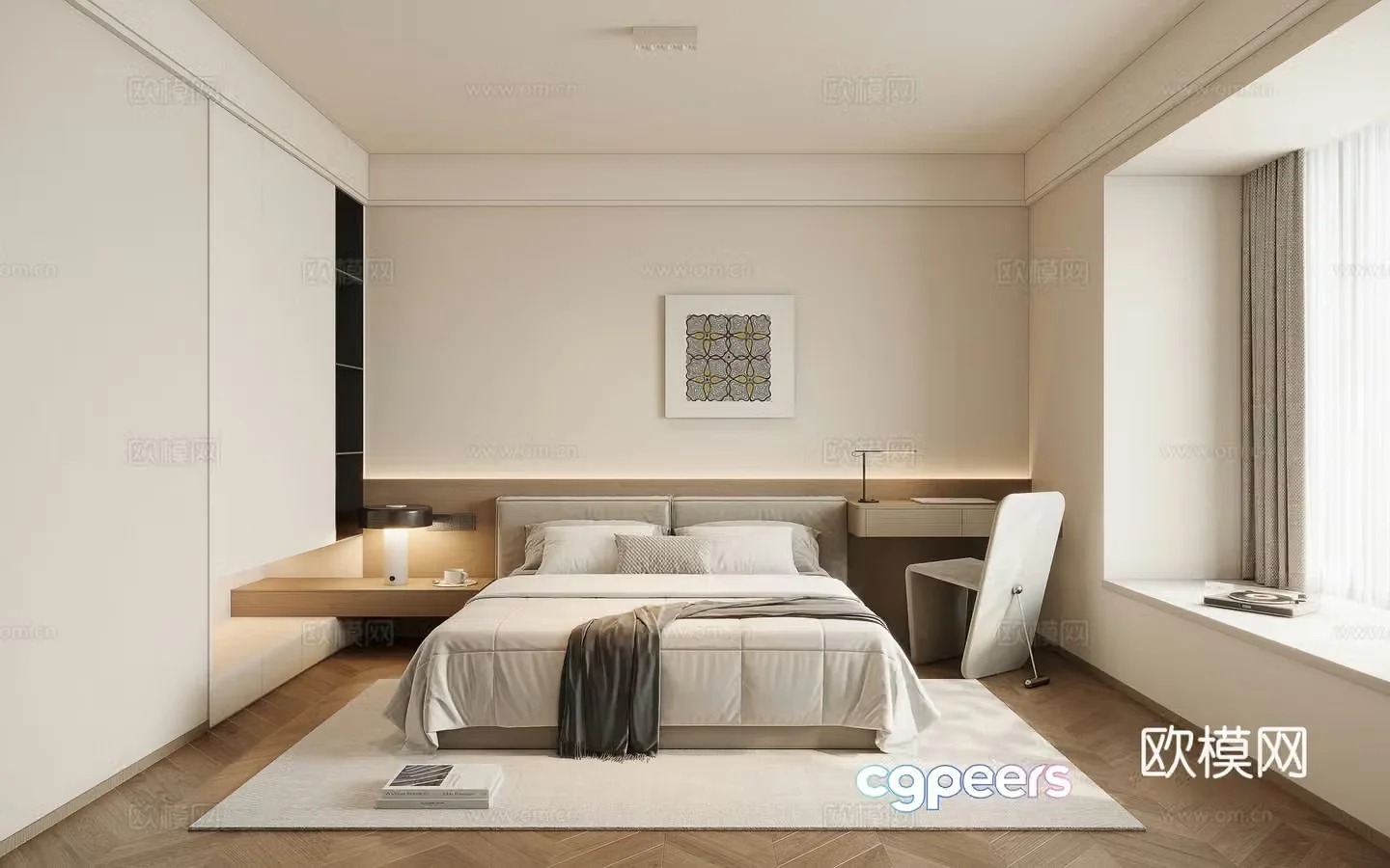 Creamy Bedroom Master Bedroom 3D Model