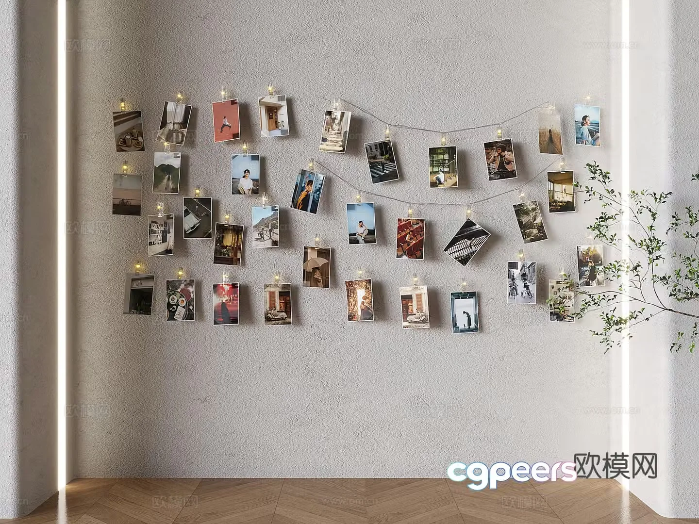 Photo wall Wall decoration pendant Photo note wall Post-it notes 3D model