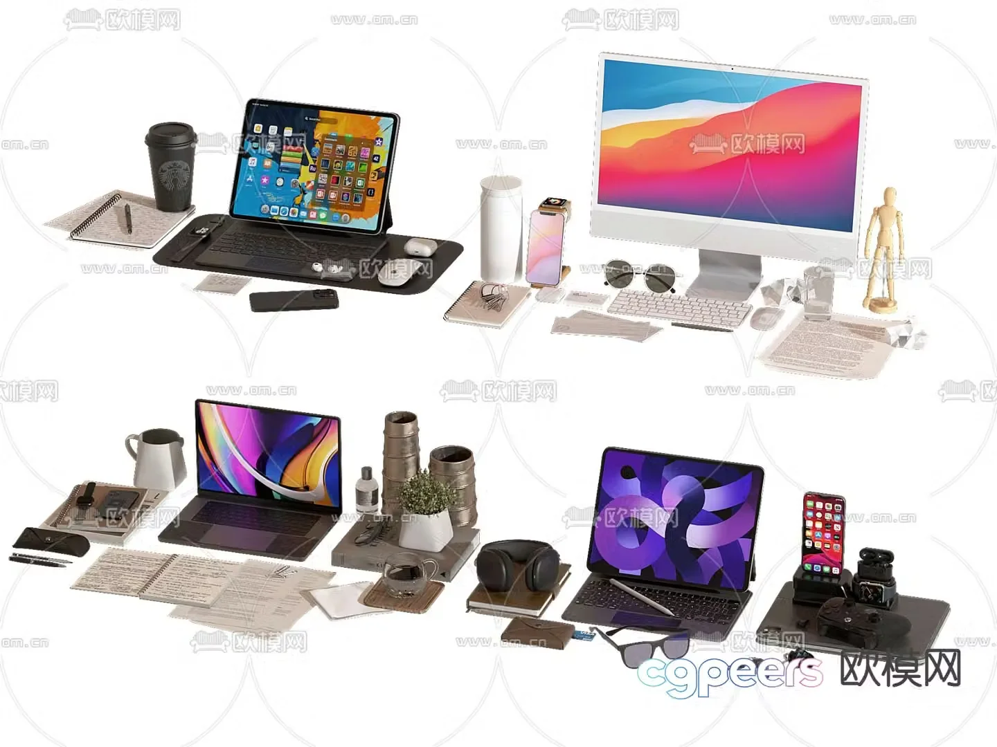 Laptop office supplies 3d model