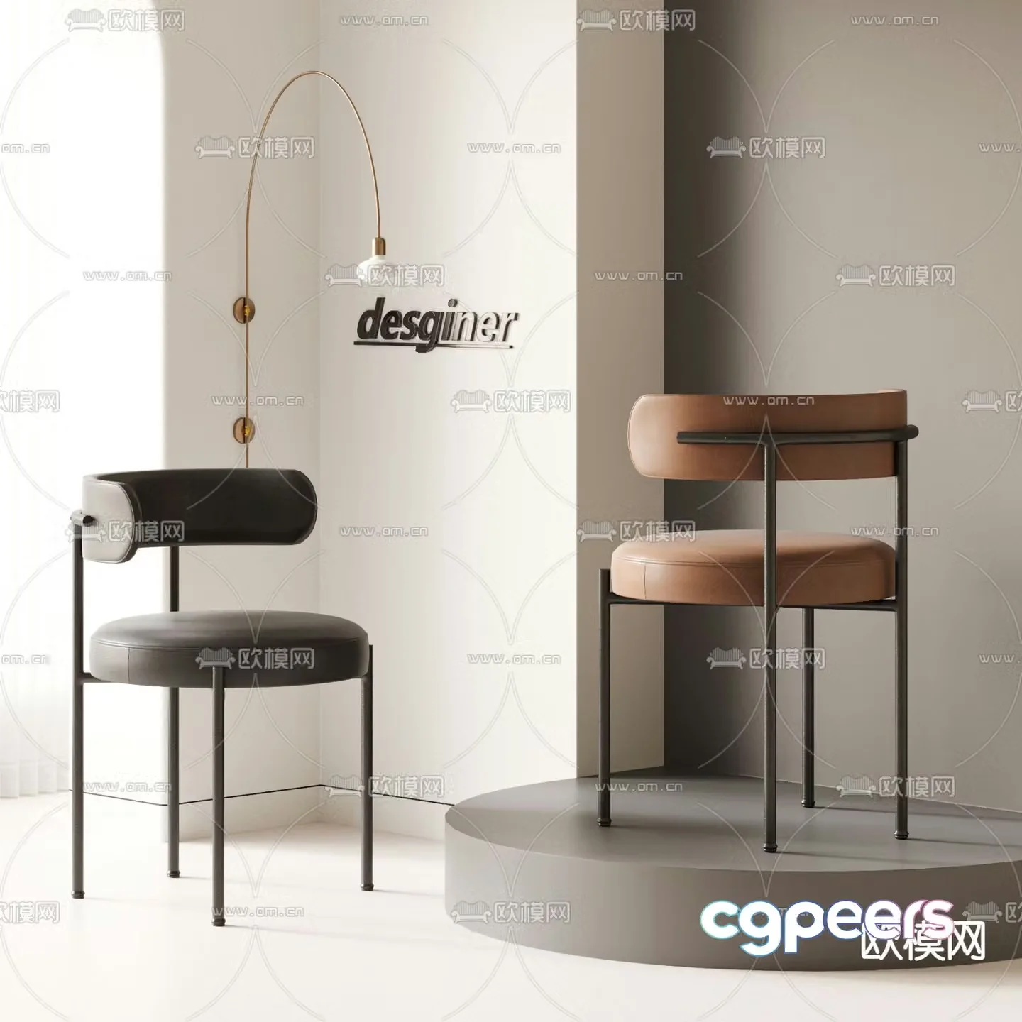 leather chair dining chair 3d model