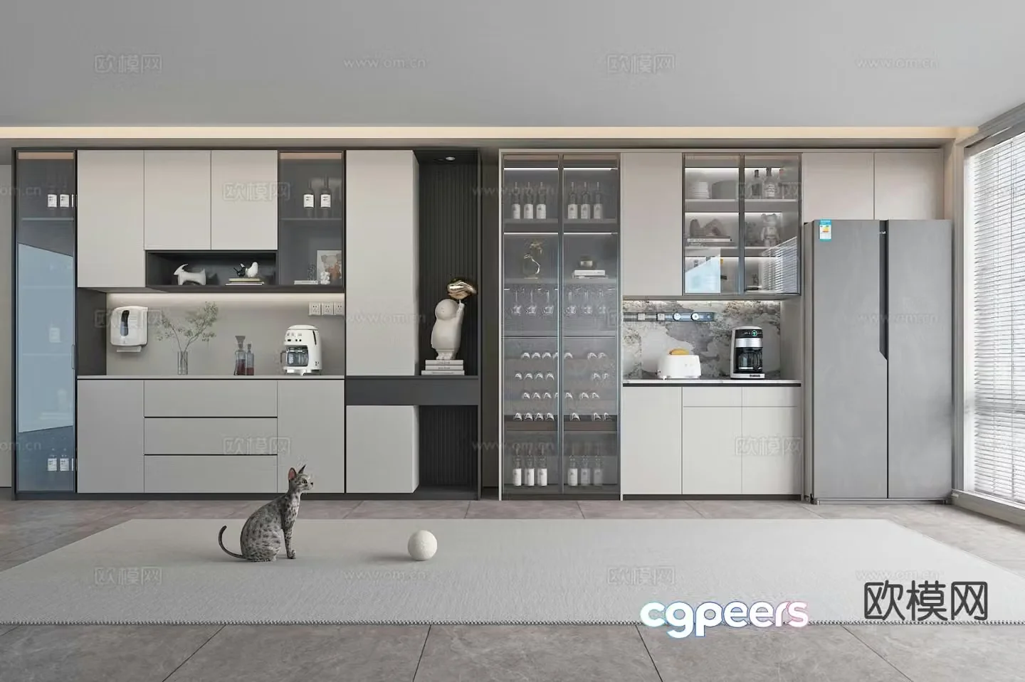 Modern wine cabinet sideboard 3d model