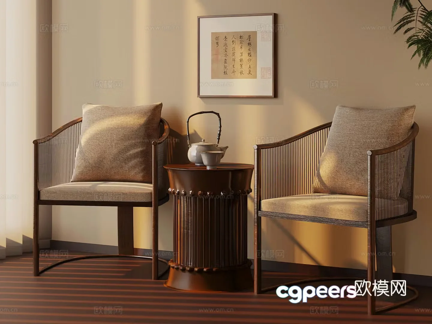 Leisure chair new Chinese style leisure chair tea table tea chair 3d model