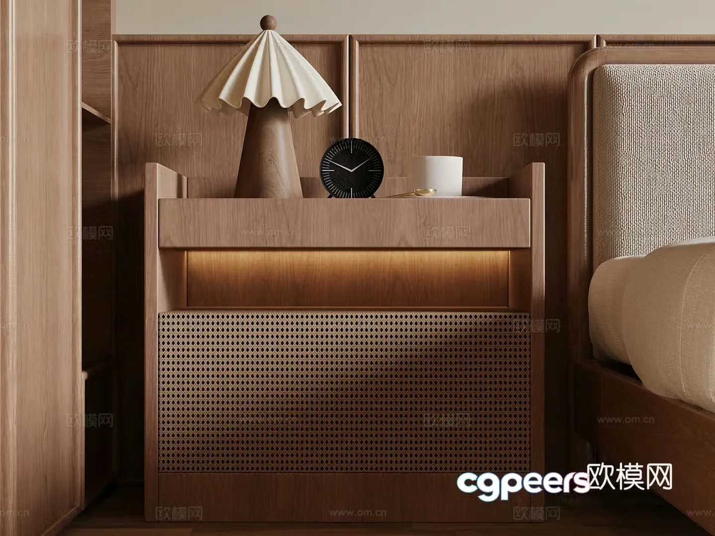 Medium style bedside table 3D model