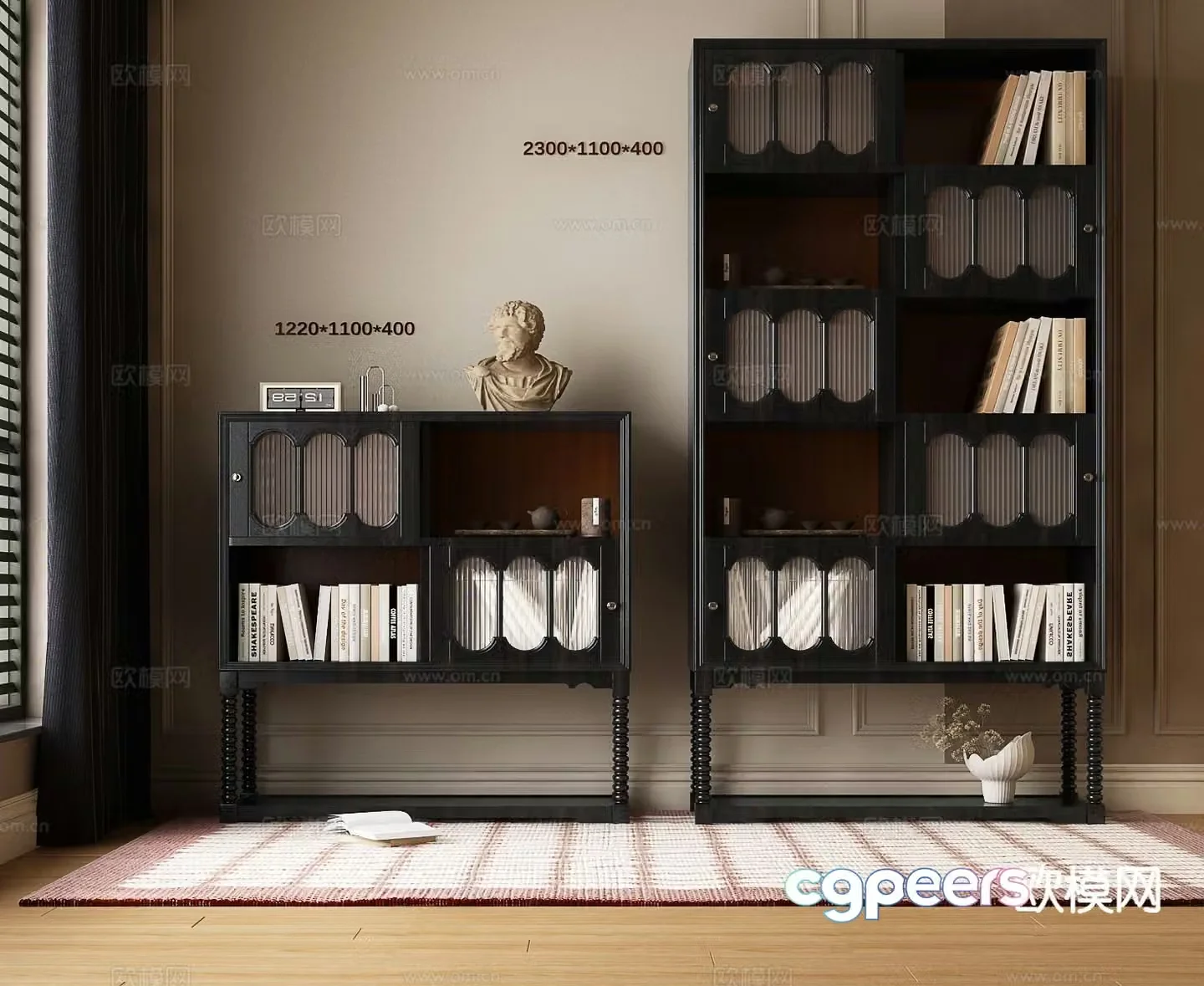 European bookcase bookshelf 3d model