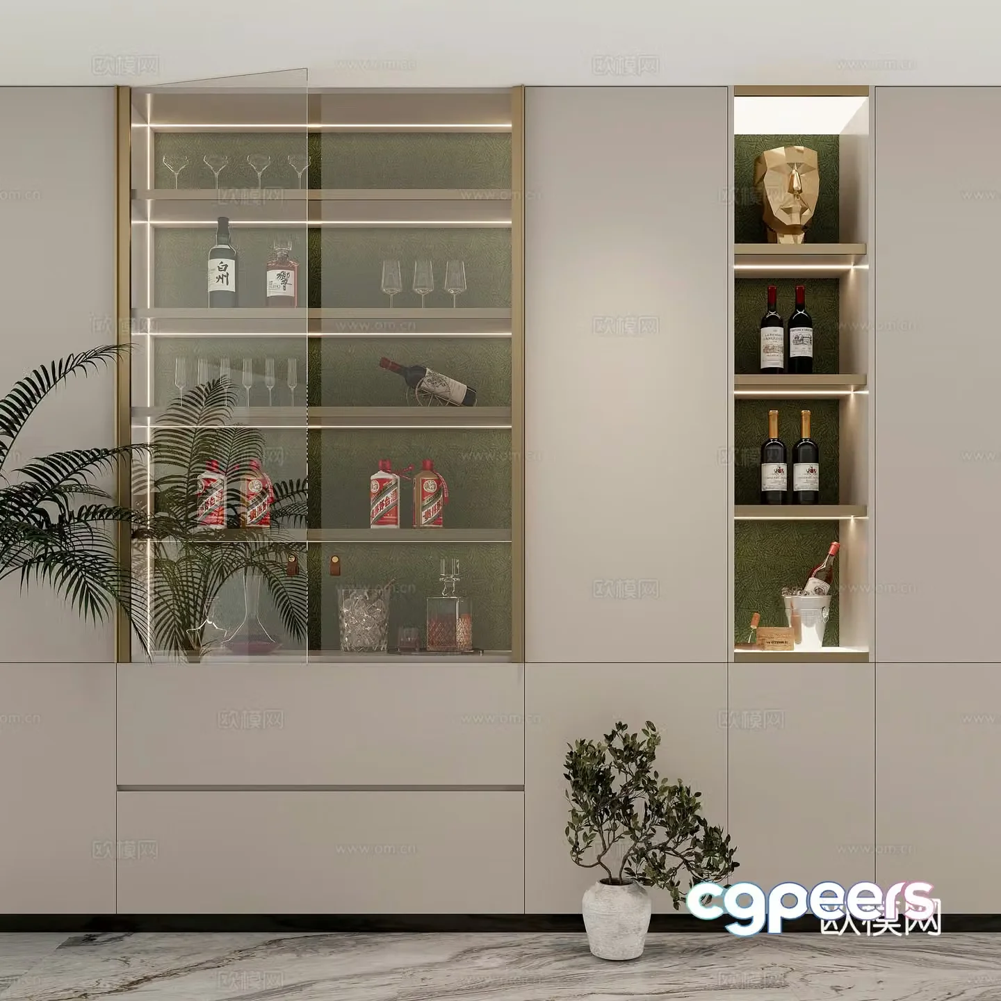 Modern wine cabinet 3d model