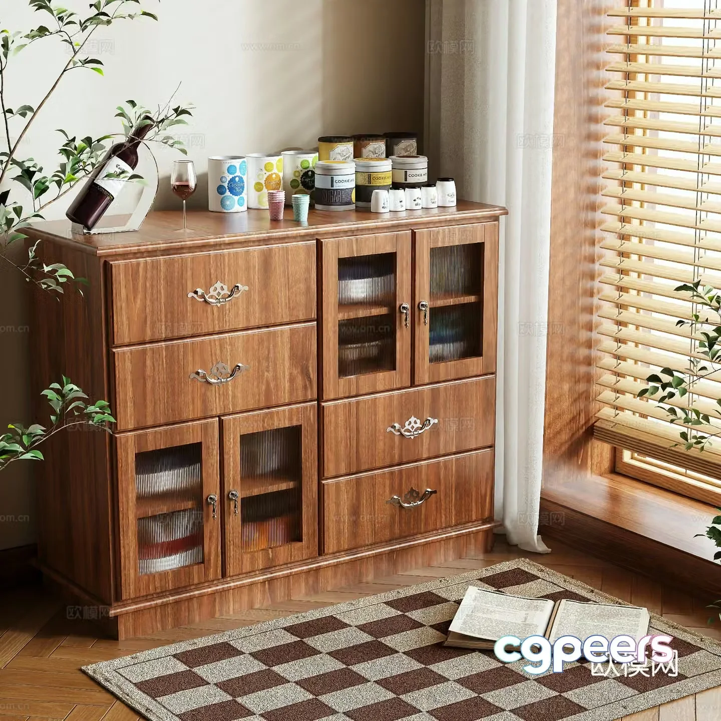 Medieval style sideboard 3d model