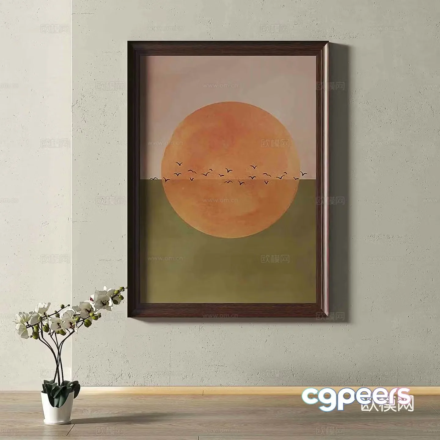 Middle-aged oil painting decorative painting 3D model